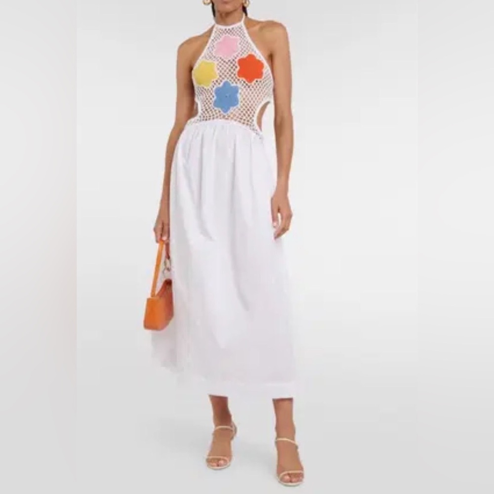 Staud Kaylee halterneck maxi dress in white size L NWT